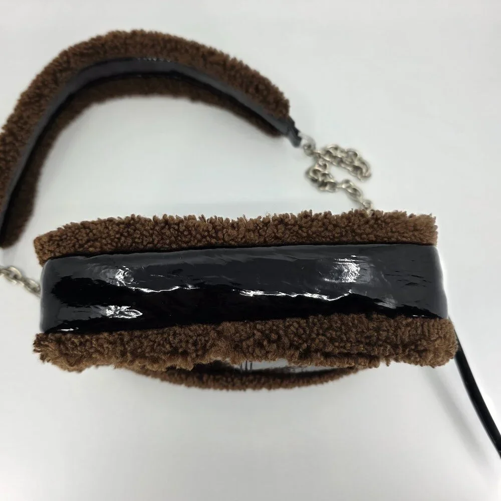 TOPSHOP Patent & Teddy Trim Camera Bag